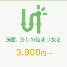 洗面、流しの詰まり抜き　3,900円～